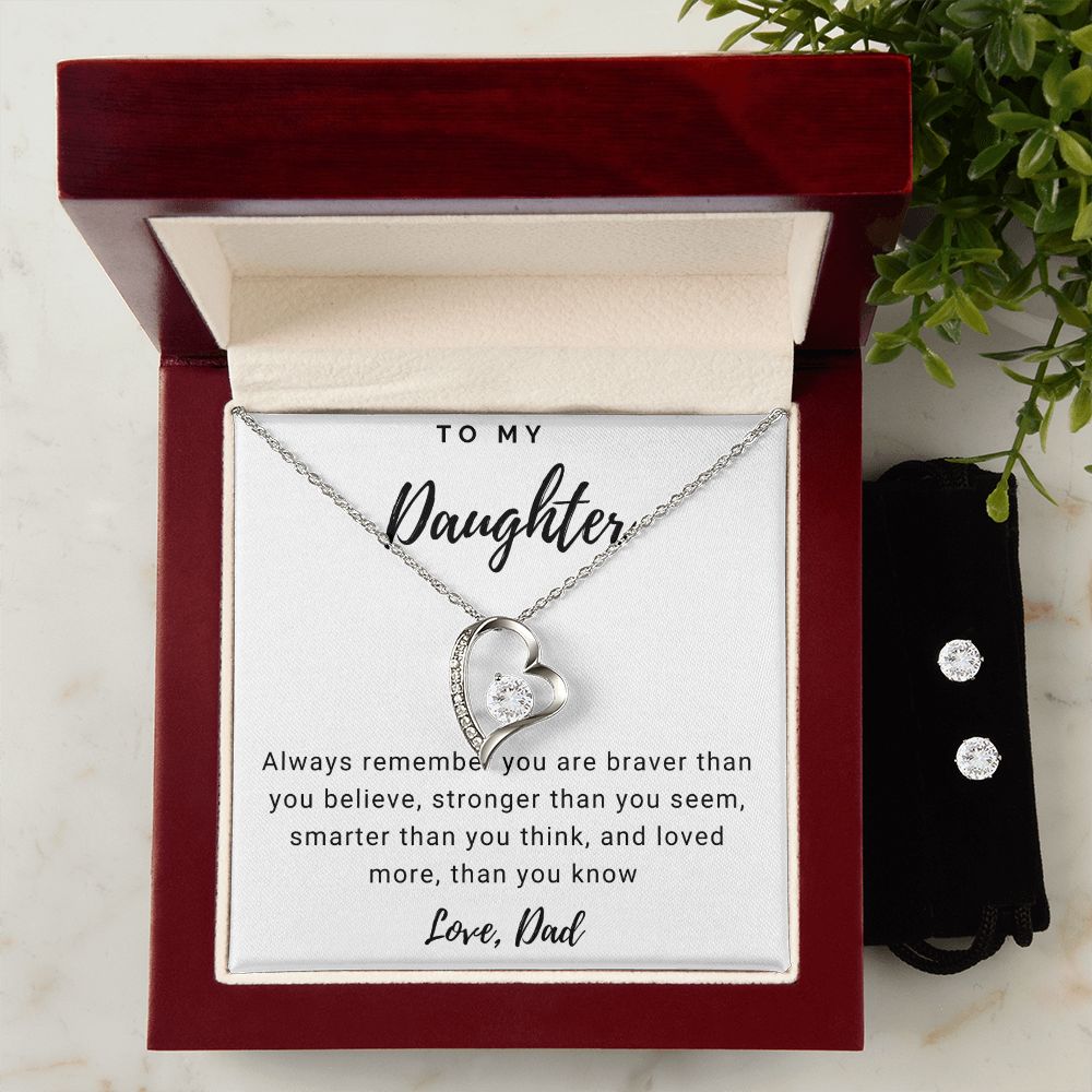 Daughter Forever Love Heart Jewelry Set | Custom Heart Design