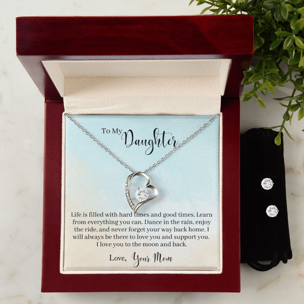 Daughter Forever Love Heart Jewelry Set | Custom Heart Design