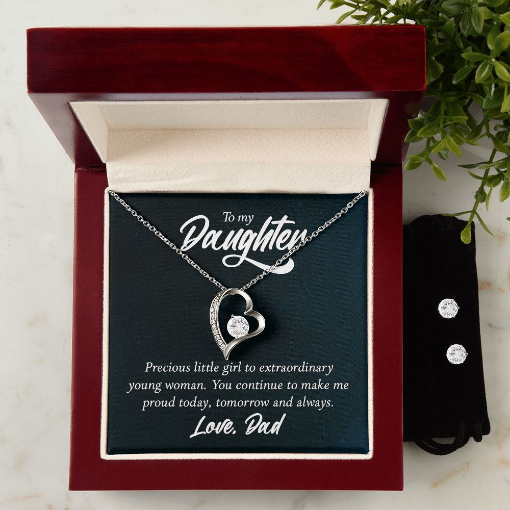 Daughter Forever Love Heart Jewelry Set | Custom Heart Design