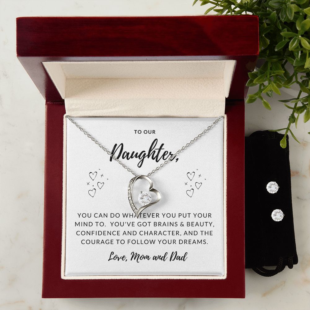 Daughter Forever Love Heart Jewelry Set | Custom Heart Design