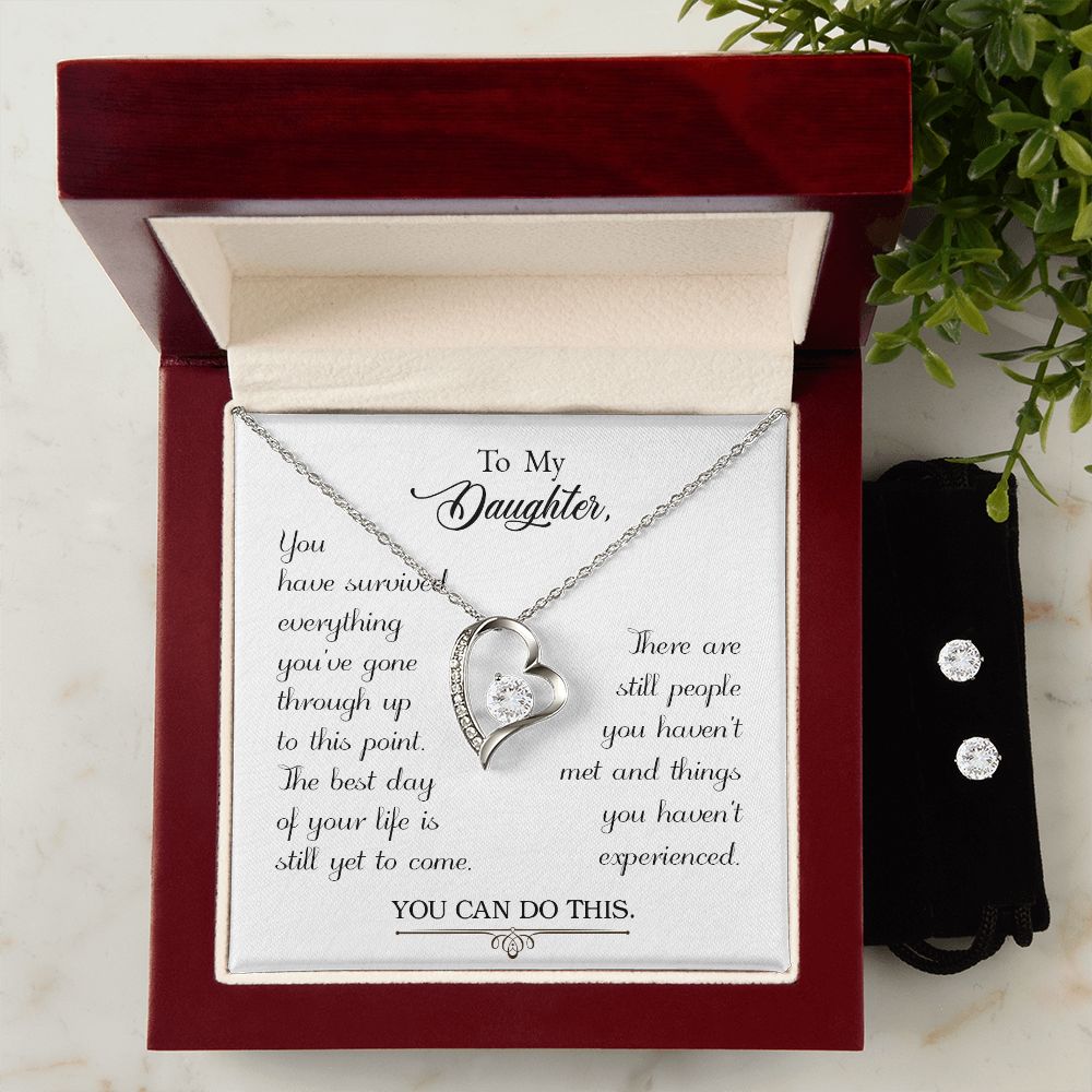 Daughter Forever Love Heart Jewelry Set | Custom Heart Design