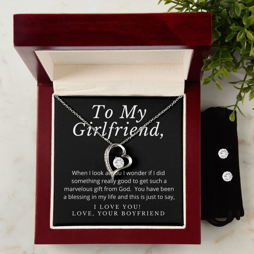 Girlfriend Jewelry Set, Heart Necklace and Earring| Set | Custom Heart Design