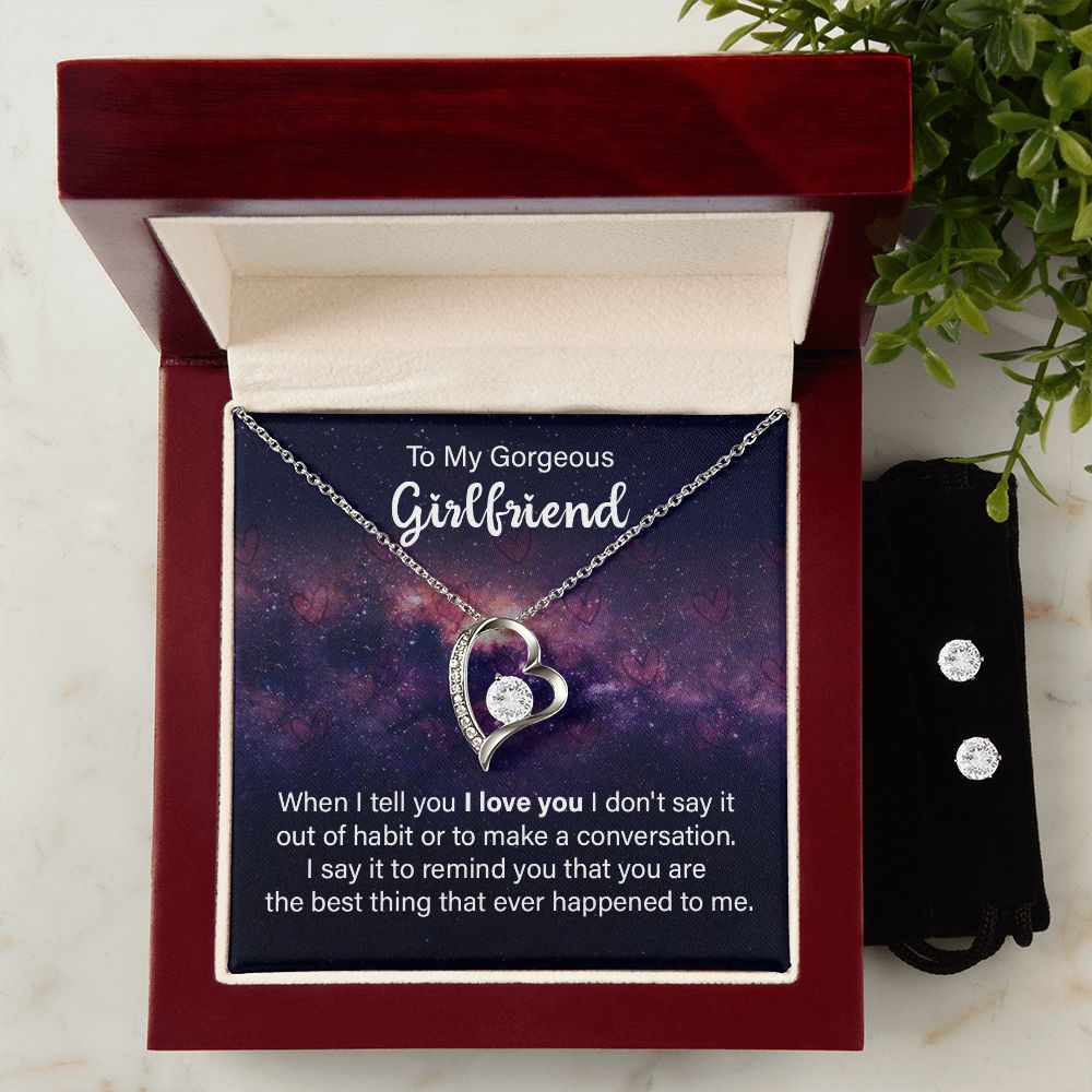 Girlfriend Jewelry Set, Heart Necklace and Earring Set | Custom Heart Design