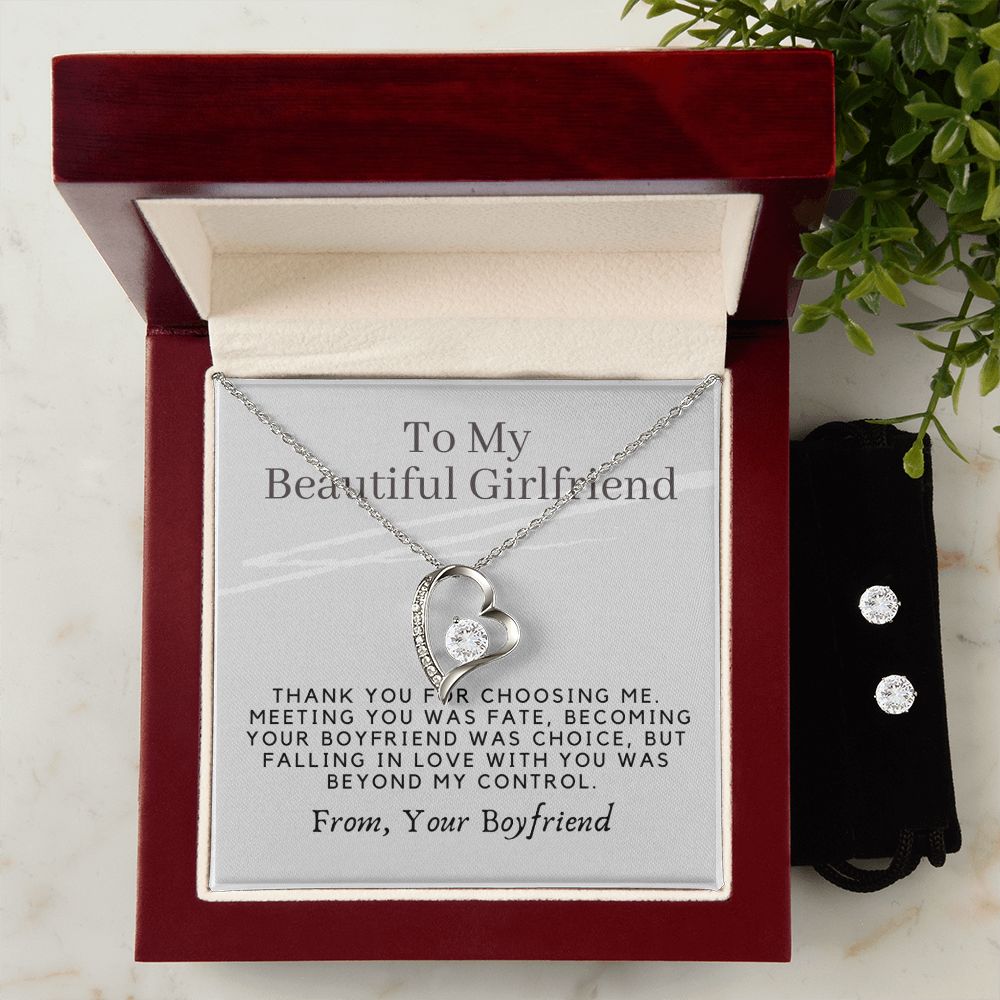 Girlfriend Jewelry Set, Heart Necklace and Earring| Set | Custom Heart Design