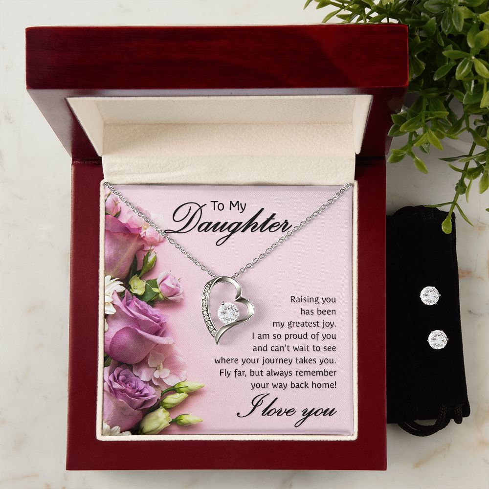 Daughter Forever Love Heart Jewelry Set | Custom Heart Design