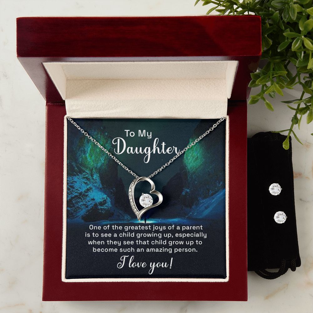 Daughter Forever Love Heart Jewelry Set | Custom Heart Design