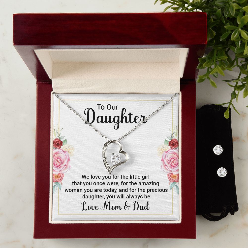 Daughter Forever Love Heart Jewelry Set | Custom Heart Design