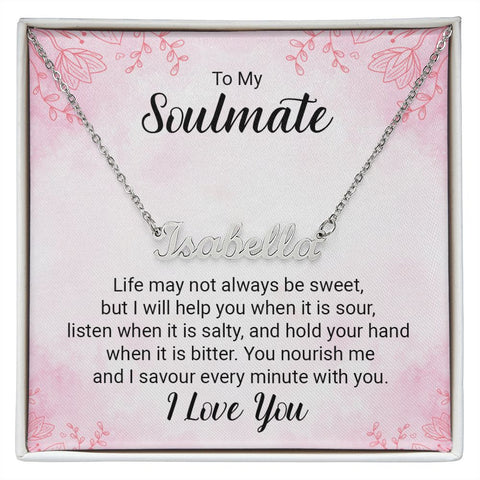 Soulmate Name Necklace-Thinking of you keeps me awake | Custom Heart Design