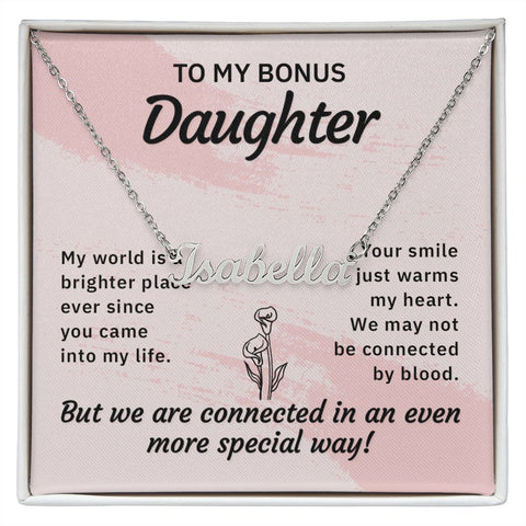 Bonus Daughter Name Necklace-Your smile warms my heart | Custom Heart Design
