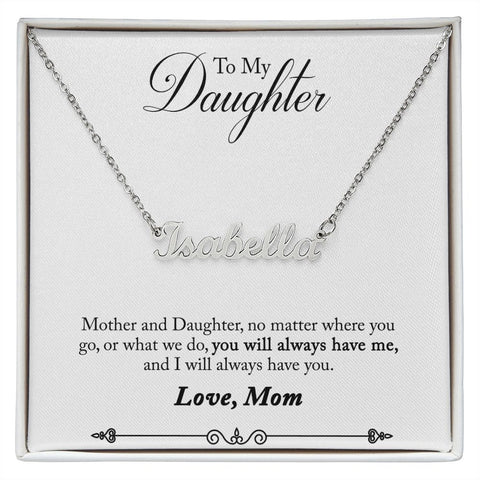 Daughter Name Necklace, From Mom-Love you always | Custom Heart Design