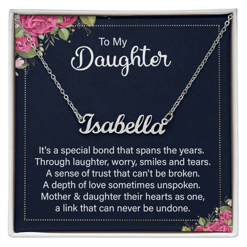 Daughter Name Necklace, From Mom-Our special bond | Custom Heart Design