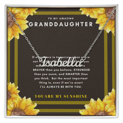 Granddaughter Name Necklace-You are Braver, Stronger & Smarter | Custom Heart Design