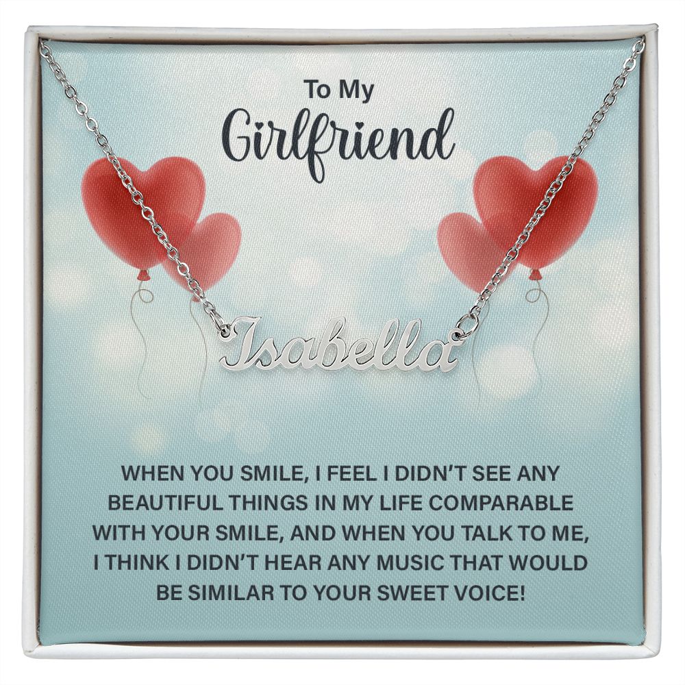 Girlfriend Name Necklace-When you smile | Custom Heart Design