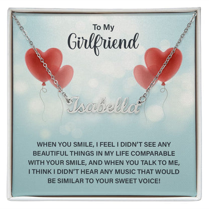 Girlfriend Name Necklace-When you smile | Custom Heart Design
