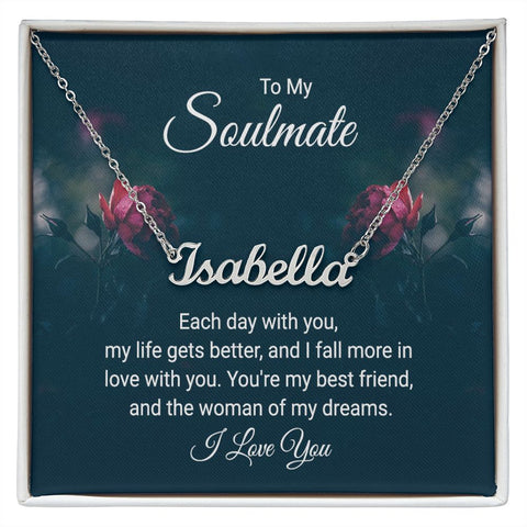Soulmate Name Necklace-Each day with you | Custom Heart Design