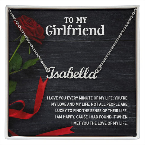 Girlfriend Name Necklace-I love you every minute | Custom Heart Design