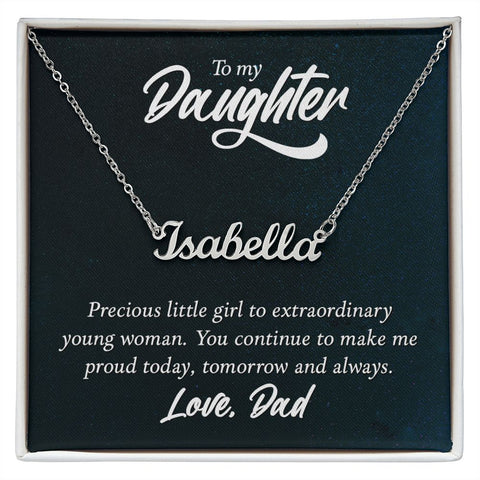 Daughter Name Necklace, From Dad-You make me proud | Custom Heart Design