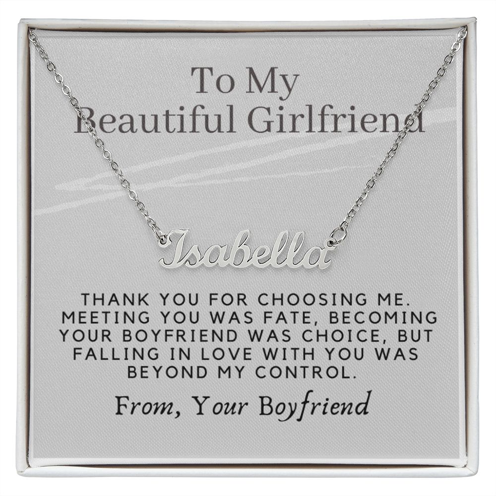 Girlfriend Name Necklace Thank you for choosing me Custom Heart