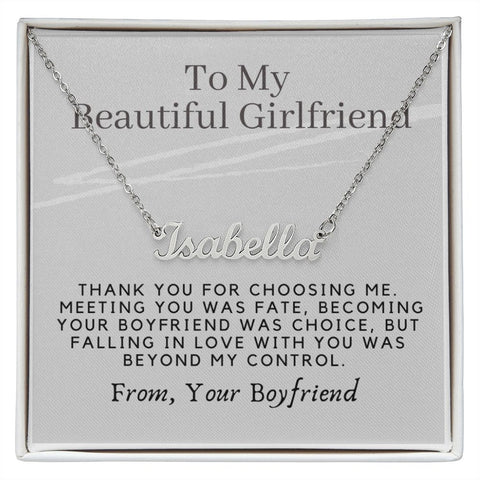 Girlfriend Name Necklace-Thank you for choosing me | Custom Heart Design