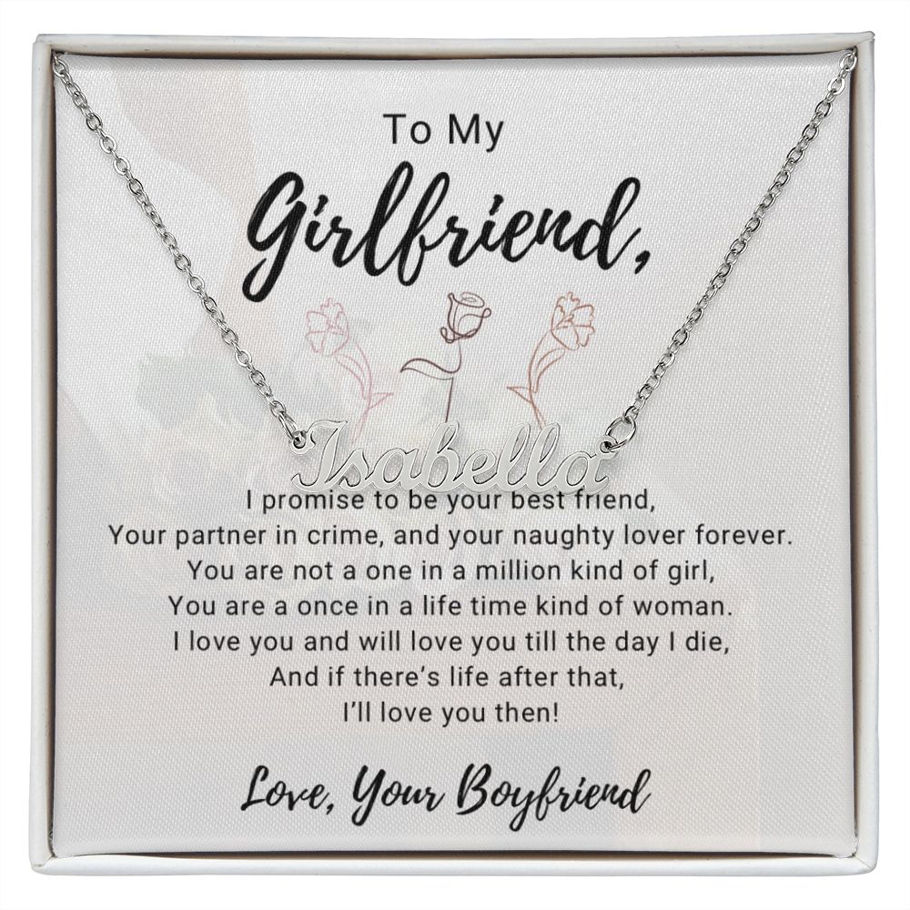 Girlfriend Name Necklace-Once in a lifetime | Custom Heart Design