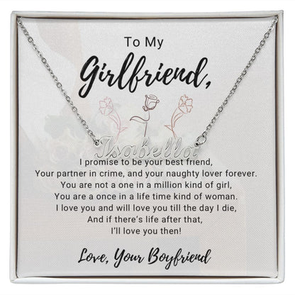 Girlfriend Name Necklace-Once in a lifetime | Custom Heart Design