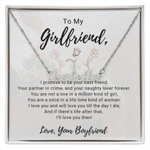 Girlfriend Name Necklace-Once in a lifetime | Custom Heart Design