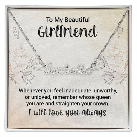 Girlfriend Name Necklace-Straighten your crown | Custom Heart Design