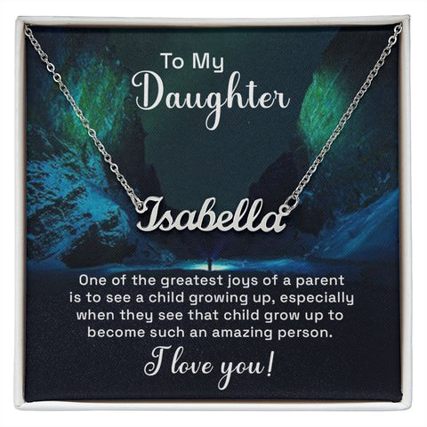 Daughter Name Necklace-Our greatest joy | Custom Heart Design