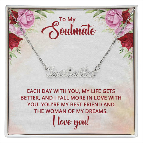 Soulmate Name Necklace-The woman of my dreams | Custom Heart Design