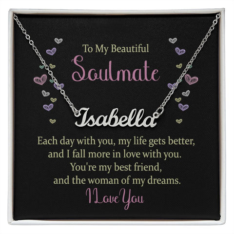 Soulmate Name Necklace-Each day with you | Custom Heart Design