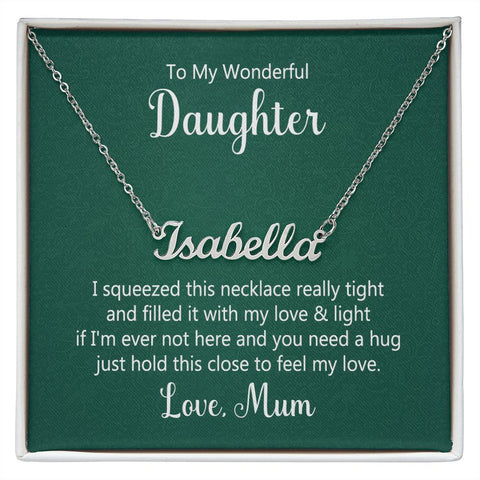 Daughter Name Necklace, From Mom-I squeezed this necklace | Custom Heart Design