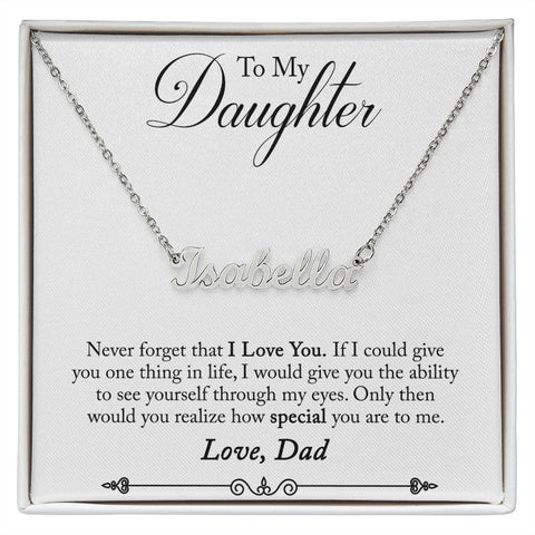 Daughter Name Necklace, From Dad-You are special to me | Custom Heart Design