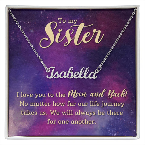 Sister Custom Name Necklace-Love you to the moon and back! | Custom Heart Design