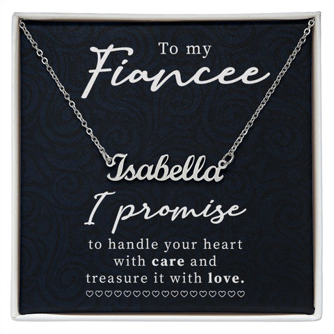 Fiancé Custom Name Necklace-I promise to be | Custom Heart Design