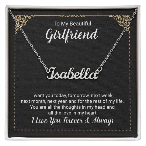 Girlfriend Name Necklace-Forever and Always | Custom Heart Design