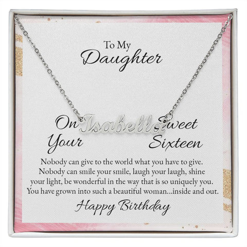 Daughter Birthday Name Necklace-Sweet Sixteen | Custom Heart Design