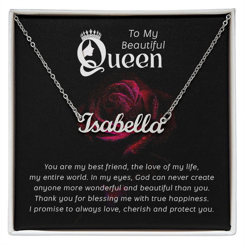 Queen Custom Name Necklace-The love of my life - Custom Heart Design
