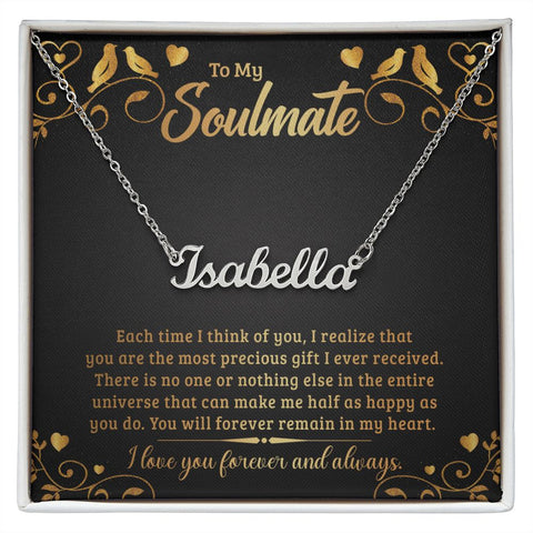 Soulmate Name Necklace-Each time I think of you | Custom Heart Design