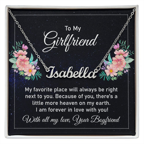 Girlfriend Custom Name Necklace-My favorite place is with you | Custom Heart Design