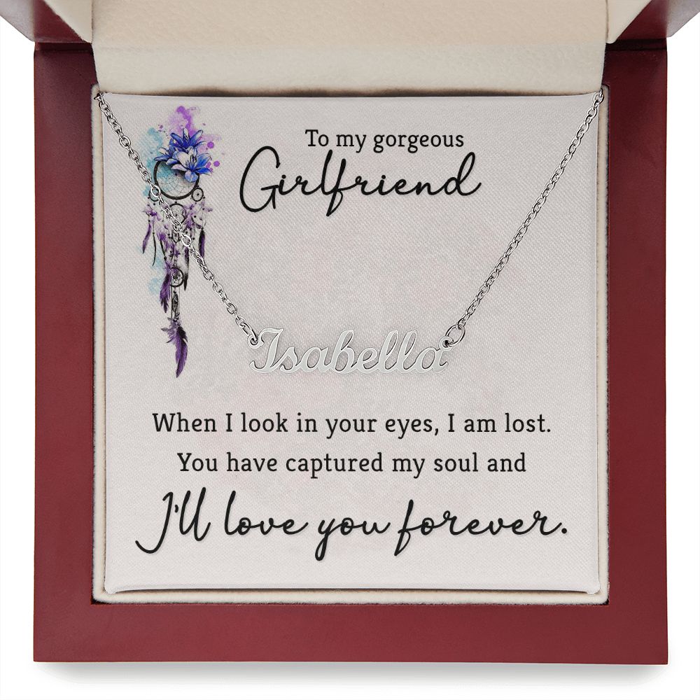 Girlfriend Name Necklace-When I look in your eyes | Custom Heart Design