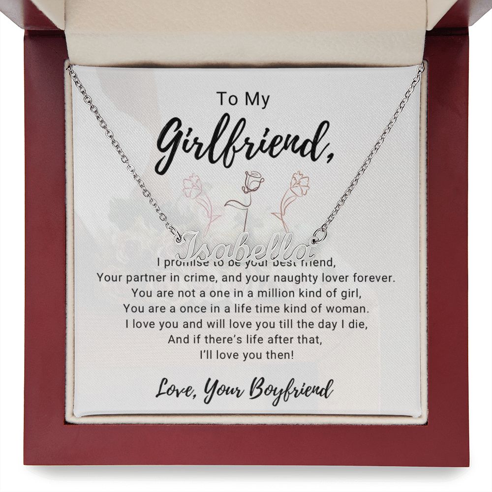 Girlfriend Name Necklace-Once in a lifetime | Custom Heart Design