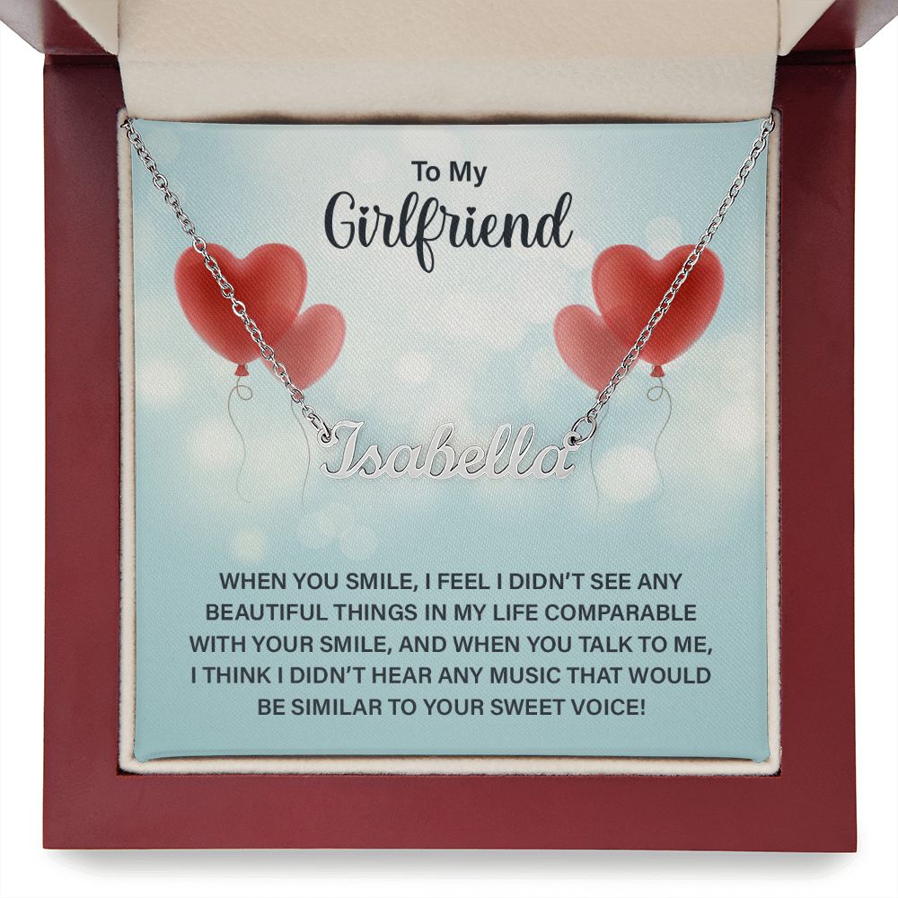 Girlfriend Name Necklace-When you smile | Custom Heart Design