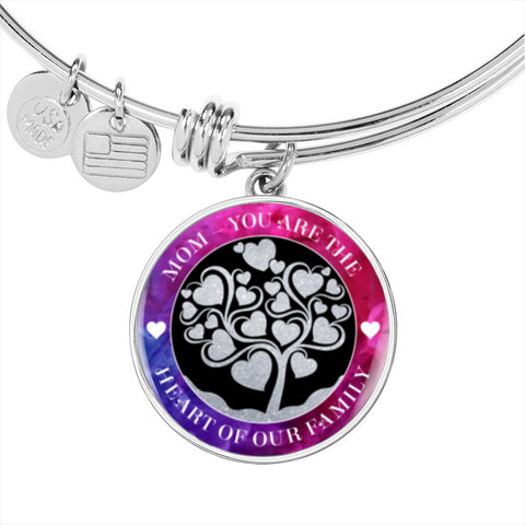Mom, You are the heart of our family-Circle Bangle - Custom Heart Design