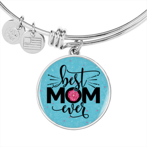 Best Mom Ever-Circle Bangle - Custom Heart Design