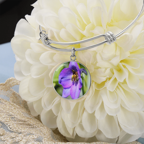 Birth Flower-July Lavender Bracelet - Custom Heart Design