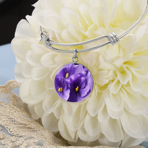 Birth Flower-February Violet Bracelet - Custom Heart Design