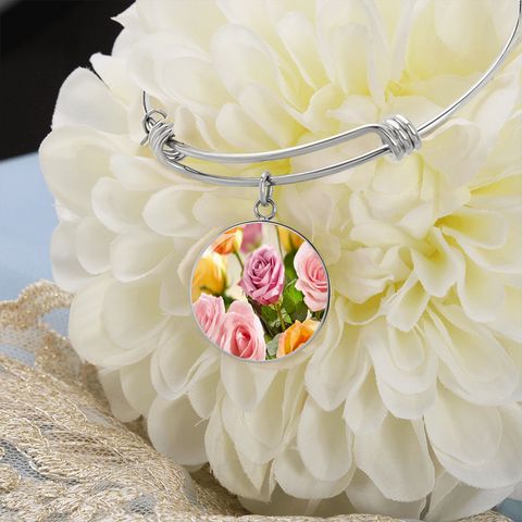 Birth Flower-June Rose Bracelet - Custom Heart Design