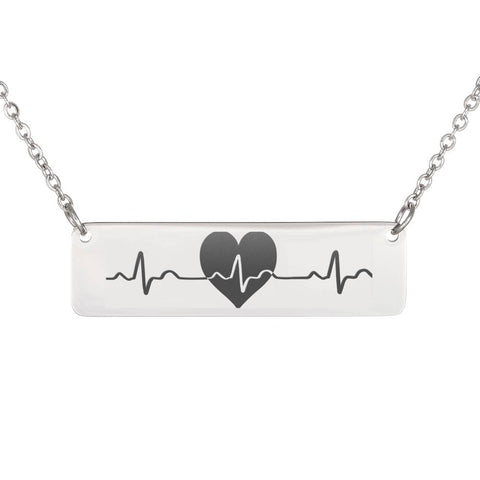 Horizontal Bar Necklace with Heartbeat-Custom Heart Design
