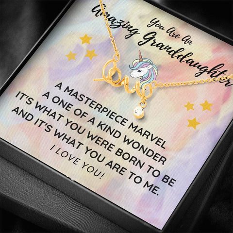 To Granddaughter, A Masterpiece Marvel-Love Script Necklace - Custom Heart Design