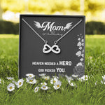 Mom Remembrance, Heaven needed a hero-Infinity Heart Necklace - Custom Heart Design